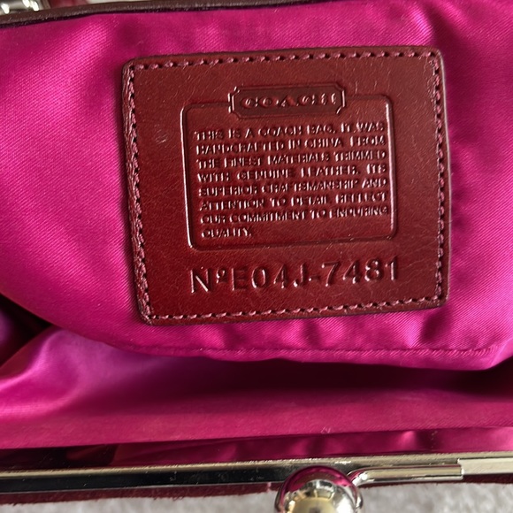 Rare Coach Vintage Wool Houndstooth Pink Burgundy Gallery Frame Satchel Bag - Picture 10 of 10